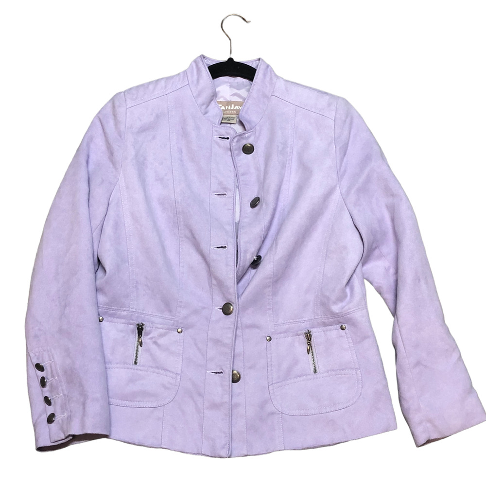 Tanjay Petites Lavender Blazer Jacket Collared Buttoned Pockets Sz 6P